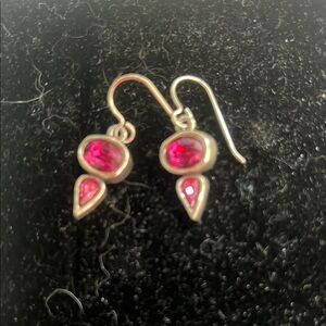 Pink Stone Drop Earrings